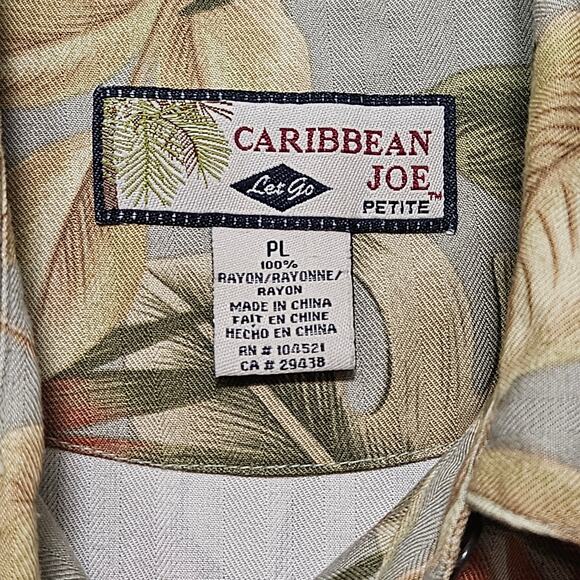 Caribbean Joe Petite L Floral Rayon Luau Shirt Tropical Beach Resort - Picture 3 of 8